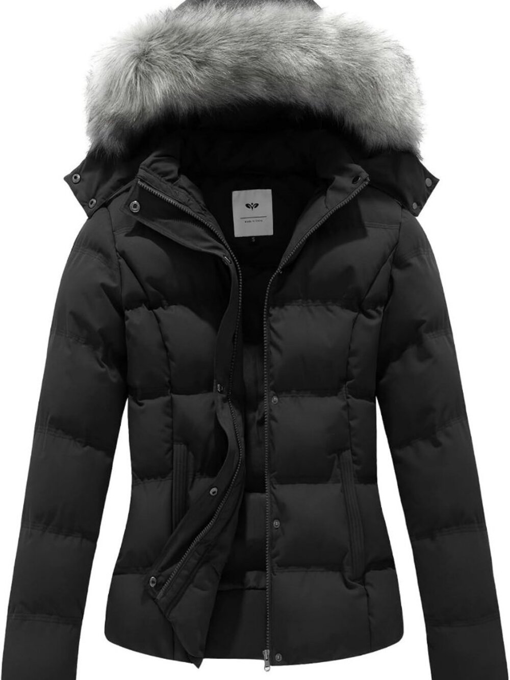 Cozy Women's Winter Puffer Coat, Quilted Jacket with Removable Fur Hood
